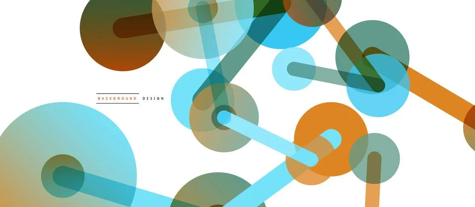 Abstract background. Round dots connected by lines. Trendy techno business Illustrazione stock