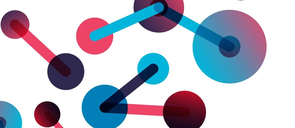 Abstract background. Round dots connected by lines. Trendy techno business 스톡 일러스트