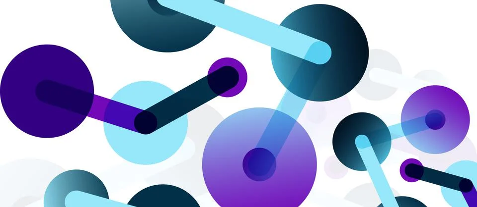 Abstract background. Round dots connected by lines. Trendy techno business Stock Illustration