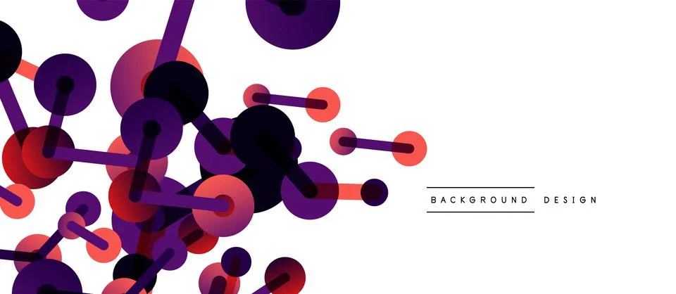 Abstract background. Round dots connected by lines. Trendy techno business Illustrazione stock