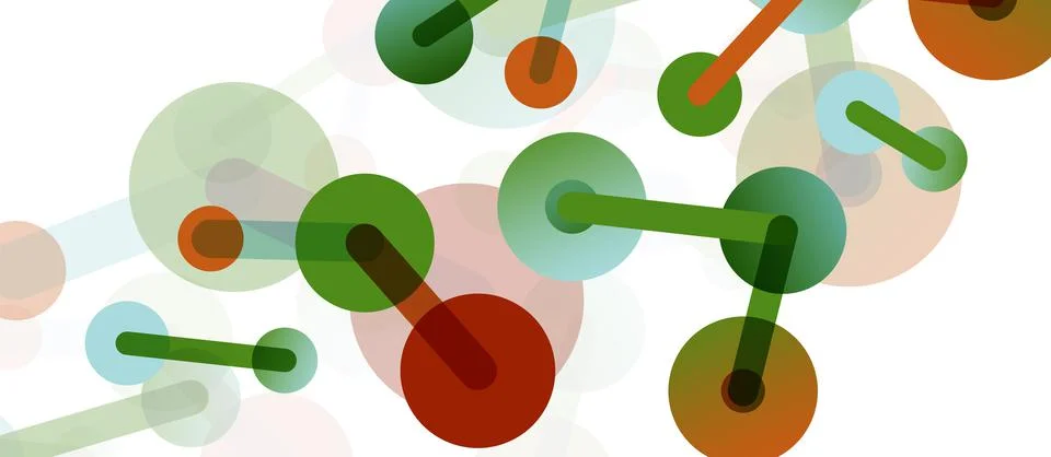 Abstract background. Round dots connected by lines. Trendy techno business Stock Illustration