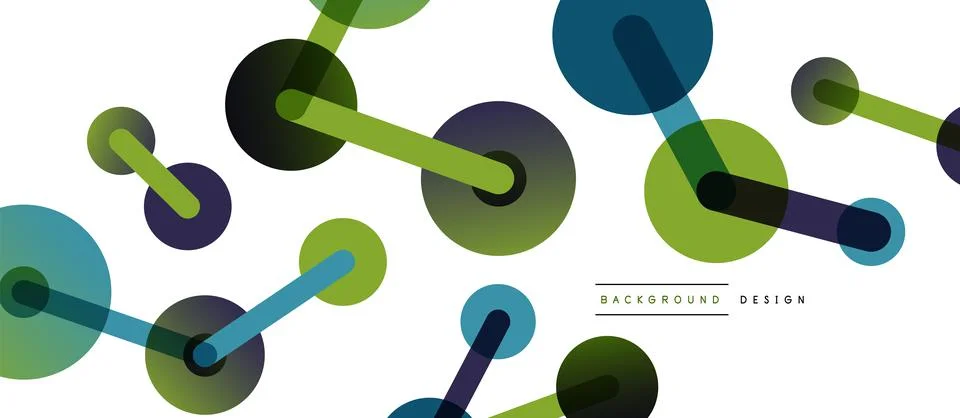 Abstract background. Round dots connected by lines. Trendy techno business Stockillustratie