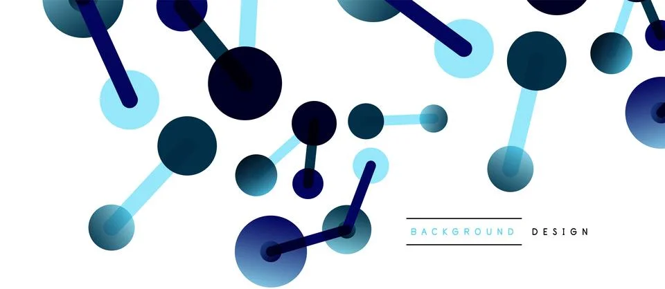 Abstract background. Round dots connected by lines. Trendy techno business Stockillustratie
