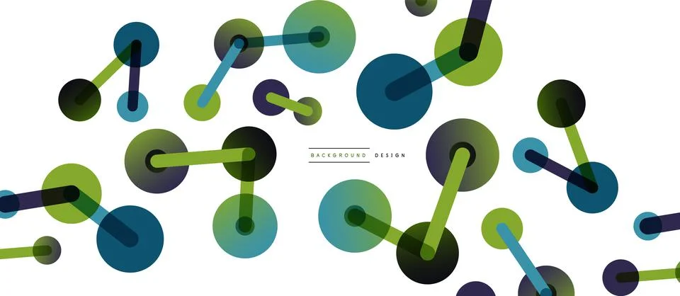 Abstract background. Round dots connected by lines. Trendy techno business Illustrazione stock