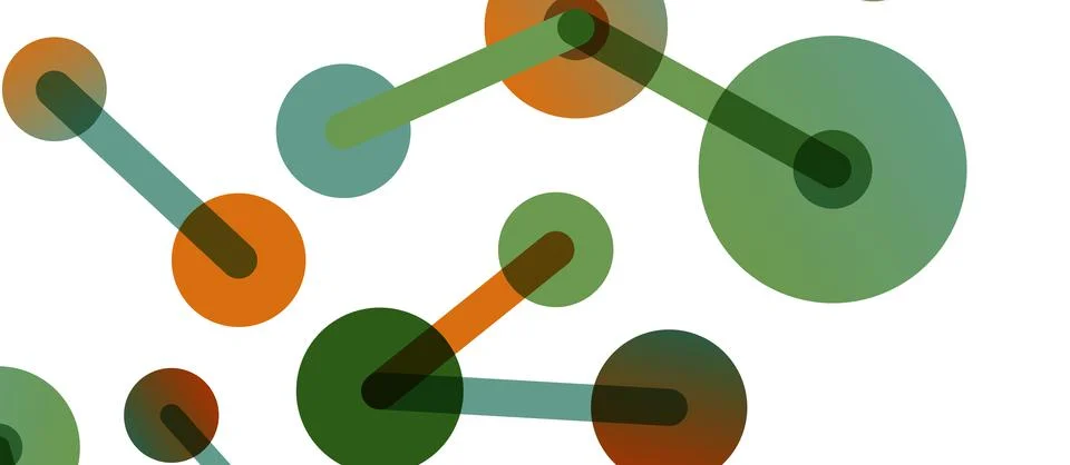 Abstract background. Round dots connected by lines. Trendy techno business Stock Illustration
