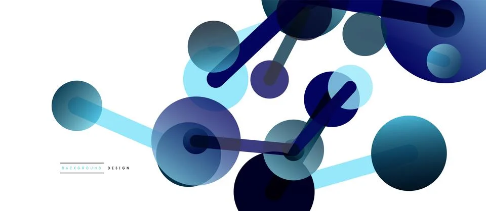 Abstract background. Round dots connected by lines. Trendy techno business Illustrazione stock