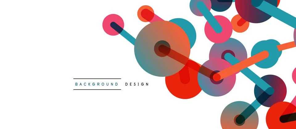 Abstract background. Round dots connected by lines. Trendy techno business Illustrazione stock