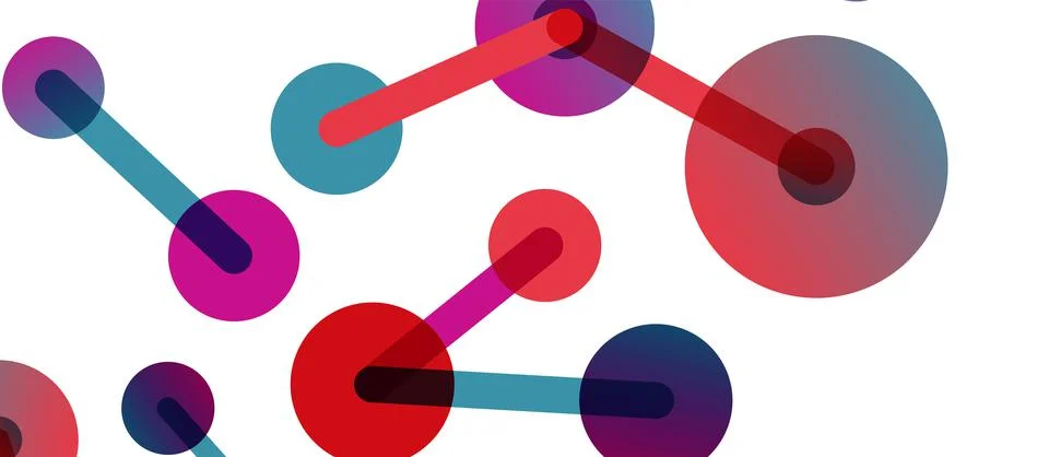 Abstract background. Round dots connected by lines. Trendy techno business Illustrazione stock