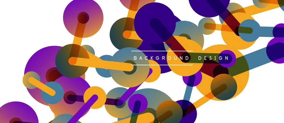 Abstract background. Round dots connected by lines. Trendy techno business Stock Illustration