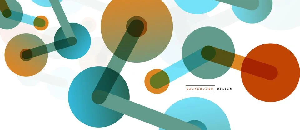 Abstract background. Round dots connected by lines. Trendy techno business Stock Illustration