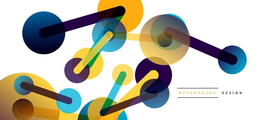 Abstract background. Round dots connected by lines. Trendy techno business Stock Illustration