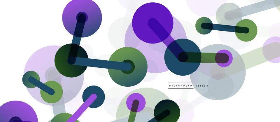 Abstract background. Round dots connected by lines. Trendy techno business Stockillustratie
