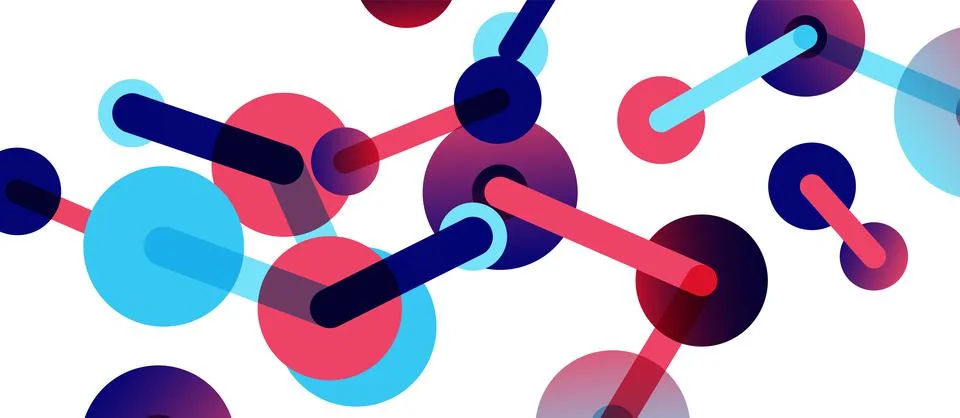 Abstract background. Round dots connected by lines. Trendy techno business 스톡 일러스트