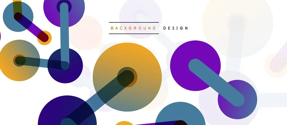 Abstract background. Round dots connected by lines. Trendy techno business Stockillustratie