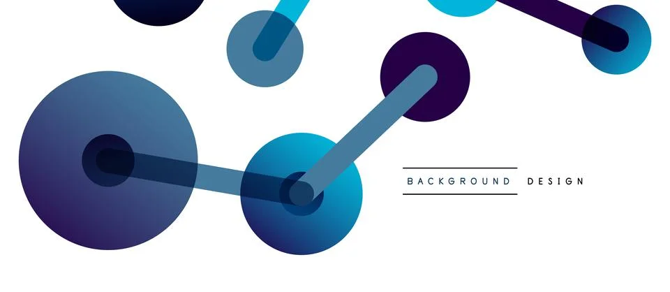 Abstract background. Round dots connected by lines. Trendy techno business Illustrazione stock