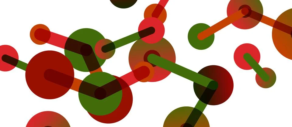 Abstract background. Round dots connected by lines. Trendy techno business Stockillustratie