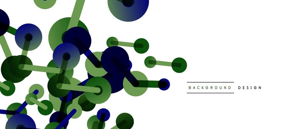 Abstract background. Round dots connected by lines. Trendy techno business Stock Illustration