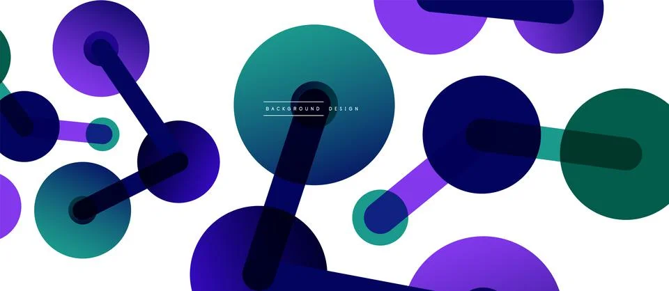 Abstract background. Round dots connected by lines. Trendy techno business Illustrazione stock