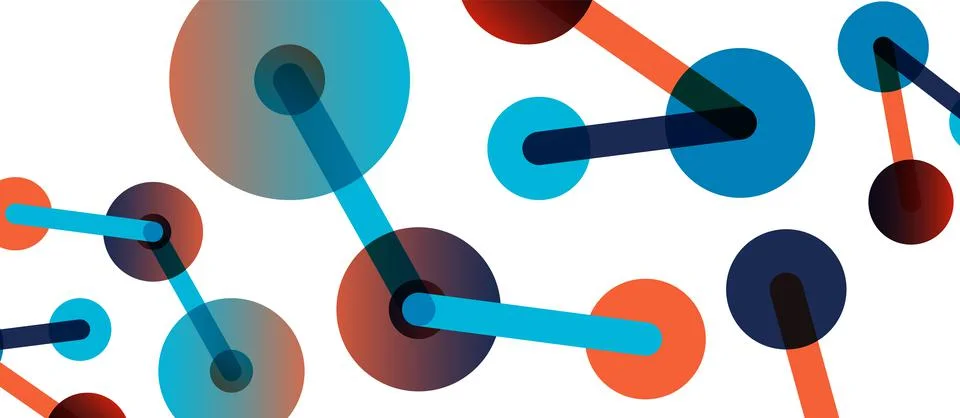 Abstract background. Round dots connected by lines. Trendy techno business 스톡 일러스트