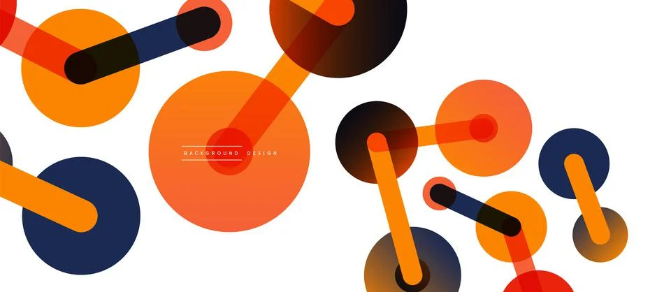 Abstract background. Round dots connected by lines. Trendy techno business Illustrazione stock