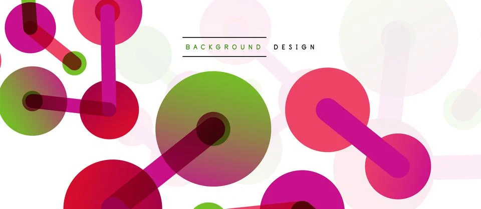 Abstract background. Round dots connected by lines. Trendy techno business Illustrazione stock