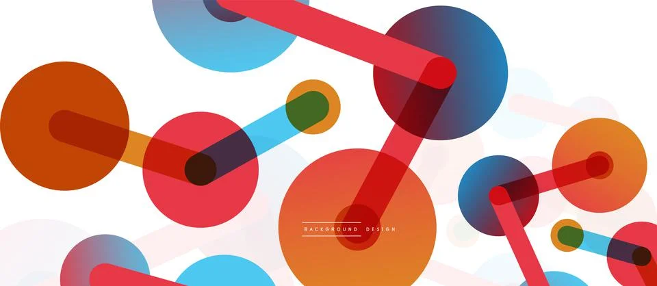 Abstract background. Round dots connected by lines. Trendy techno business Stock Illustration