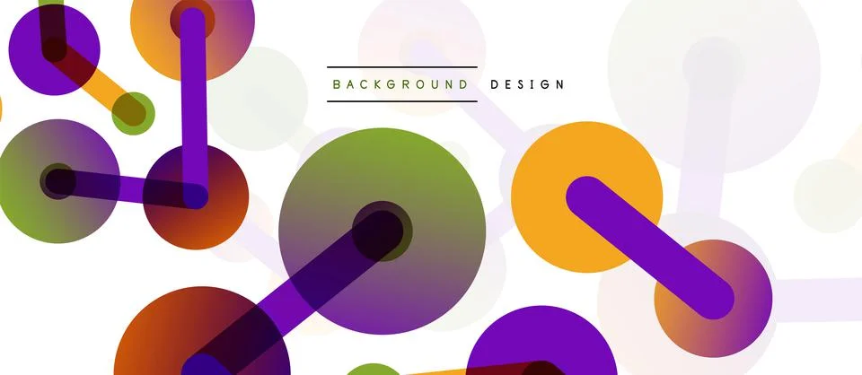 Abstract background. Round dots connected by lines. Trendy techno business Stockillustratie