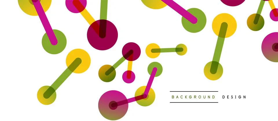 Abstract background. Round dots connected by lines. Trendy techno business Stockillustratie