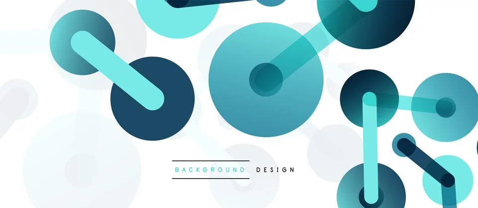 Abstract background. Round dots connected by lines. Trendy techno business Illustrazione stock