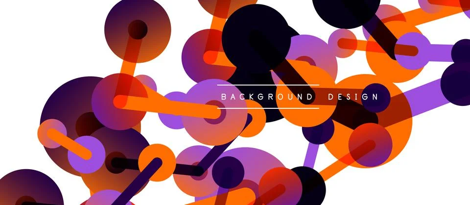 Abstract background. Round dots connected by lines. Trendy techno business Illustrazione stock