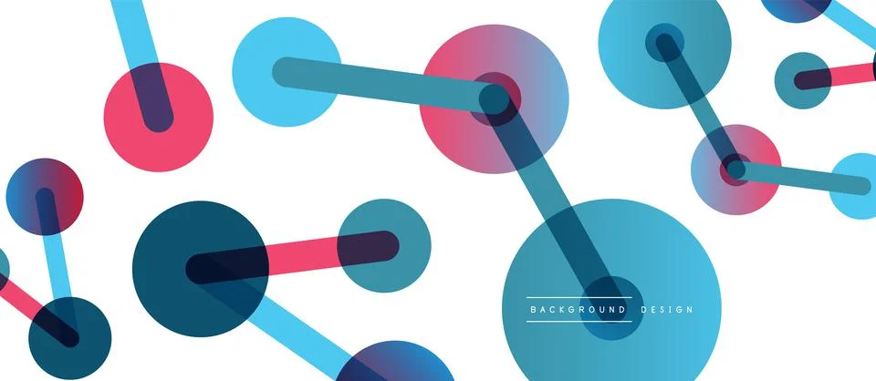 Abstract background. Round dots connected by lines. Trendy techno business Stock Illustration