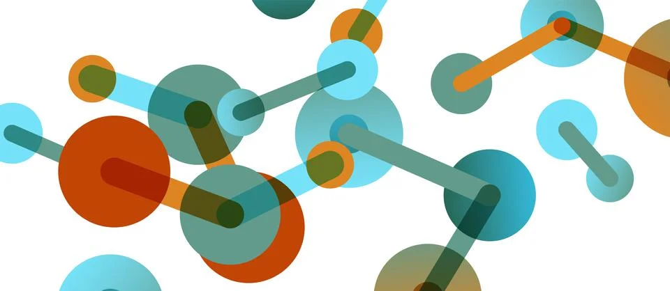 Abstract background. Round dots connected by lines. Trendy techno business 스톡 일러스트