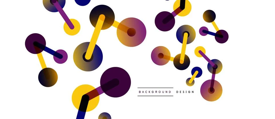 Abstract background. Round dots connected by lines. Trendy techno business Stock Illustration
