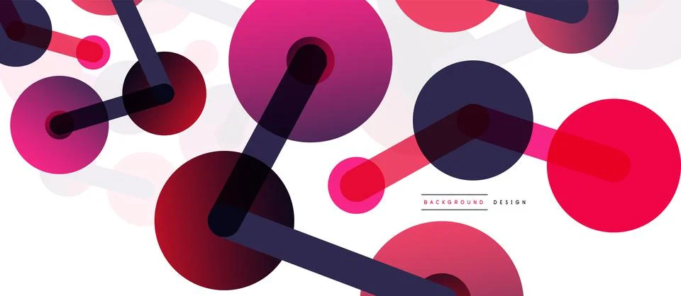 Abstract background. Round dots connected by lines. Trendy techno business Stock Illustration