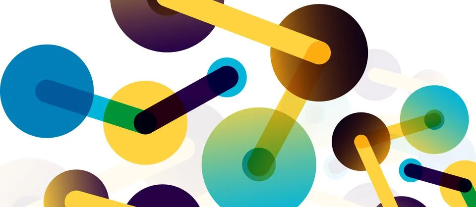 Abstract background. Round dots connected by lines. Trendy techno business 스톡 일러스트