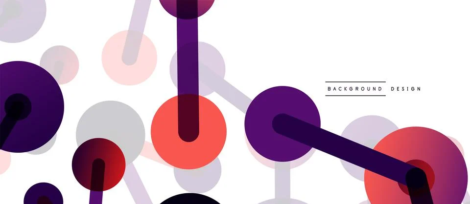 Abstract background. Round dots connected by lines. Trendy techno business Illustrazione stock