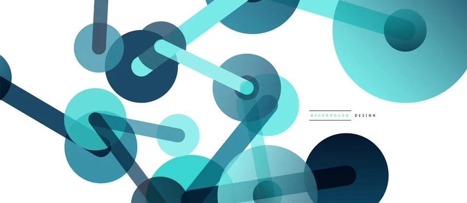 Abstract background. Round dots connected by lines. Trendy techno business Illustrazione stock