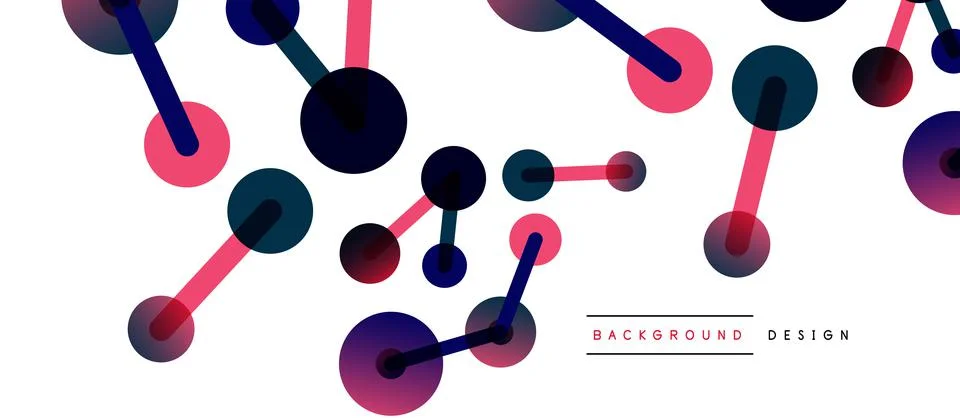 Abstract background. Round dots connected by lines. Trendy techno business Stock Illustration