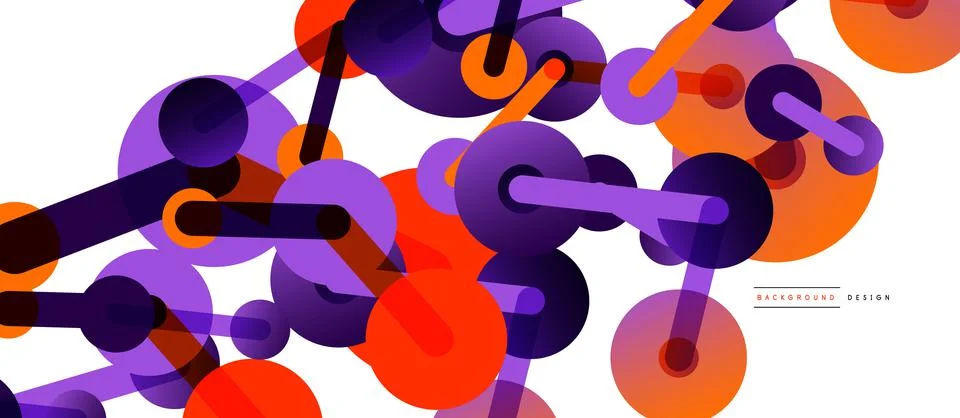 Abstract background. Round dots connected by lines. Trendy techno business Illustrazione stock