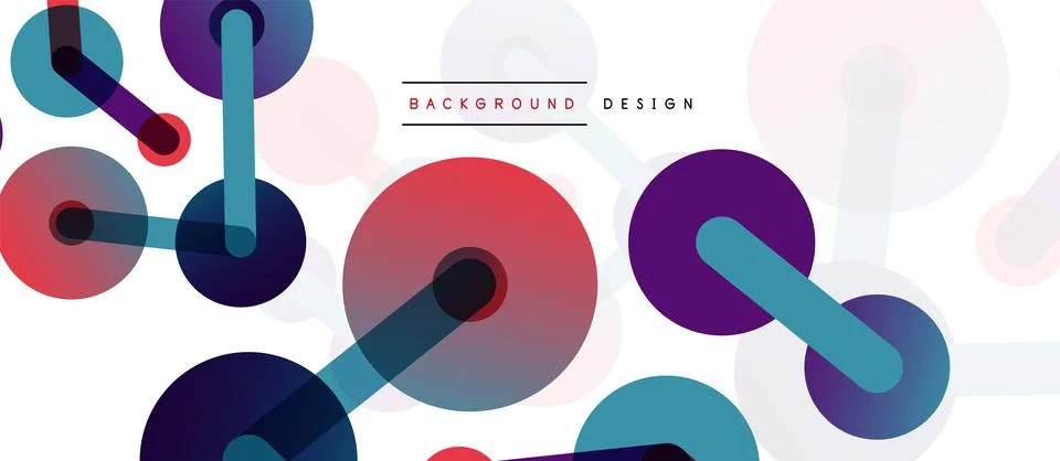 Abstract background. Round dots connected by lines. Trendy techno business Illustrazione stock