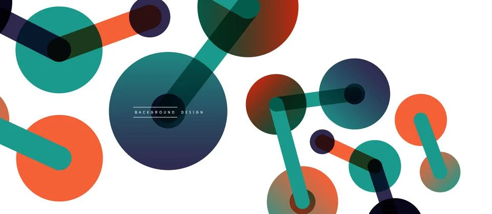 Abstract background. Round dots connected by lines. Trendy techno business Illustrazione stock