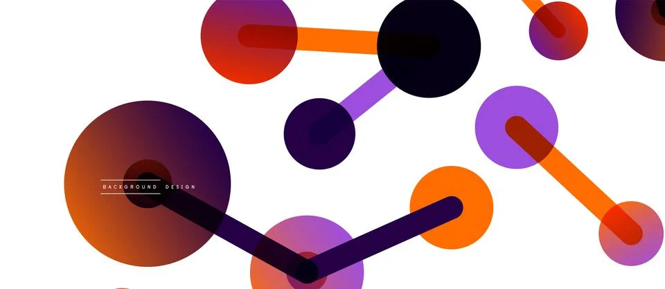 Abstract background. Round dots connected by lines. Trendy techno business Illustrazione stock