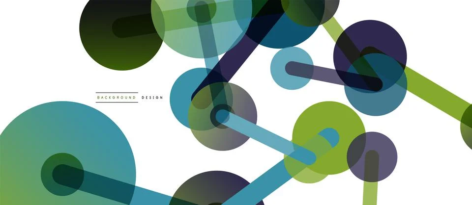 Abstract background. Round dots connected by lines. Trendy techno business Illustrazione stock