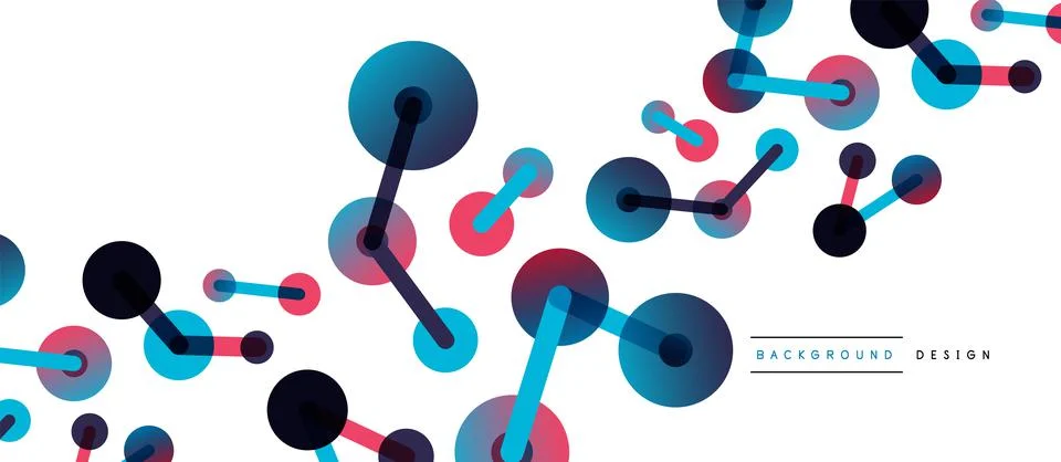 Abstract background. Round dots connected by lines. Trendy techno business Stock Illustration