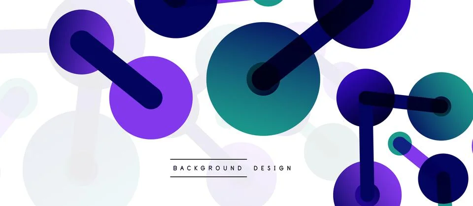 Abstract background. Round dots connected by lines. Trendy techno business Stock Illustration