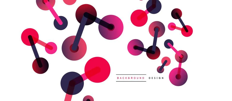 Abstract background. Round dots connected by lines. Trendy techno business Illustrazione stock