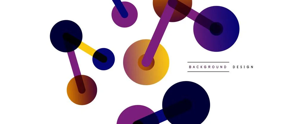 Abstract background. Round dots connected by lines. Trendy techno business Illustrazione stock