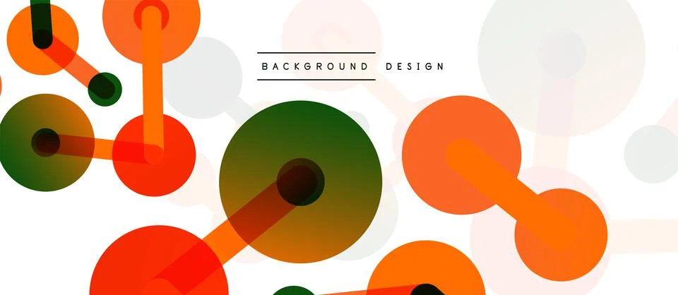 Abstract background. Round dots connected by lines. Trendy techno business Illustrazione stock