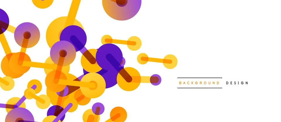 Abstract background. Round dots connected by lines. Trendy techno business Illustrazione stock