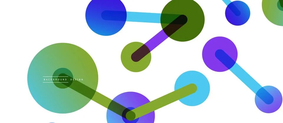 Abstract background. Round dots connected by lines. Trendy techno business Illustrazione stock
